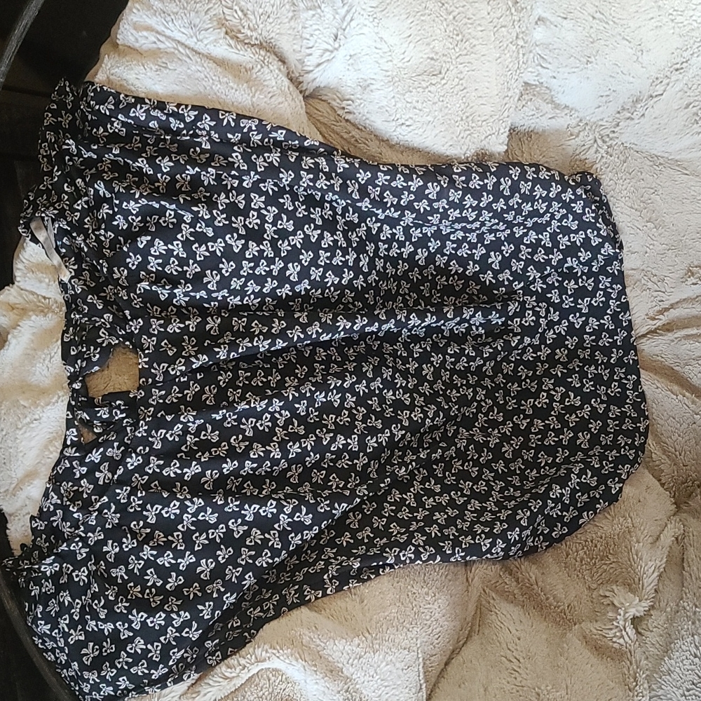 LC Lauren Conrad black bow tie blouse
